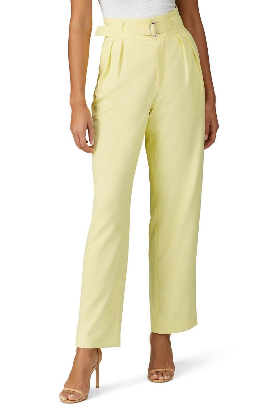 SIMON MILLER Butter Yellow Paper-Bag Waist Casual Galen Fitted Pants Size Large